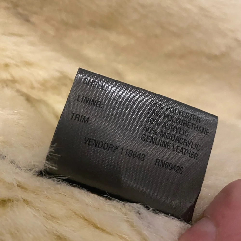 Genuine leather double breasted button jacket with faux fur lining - Picture 5 of 5